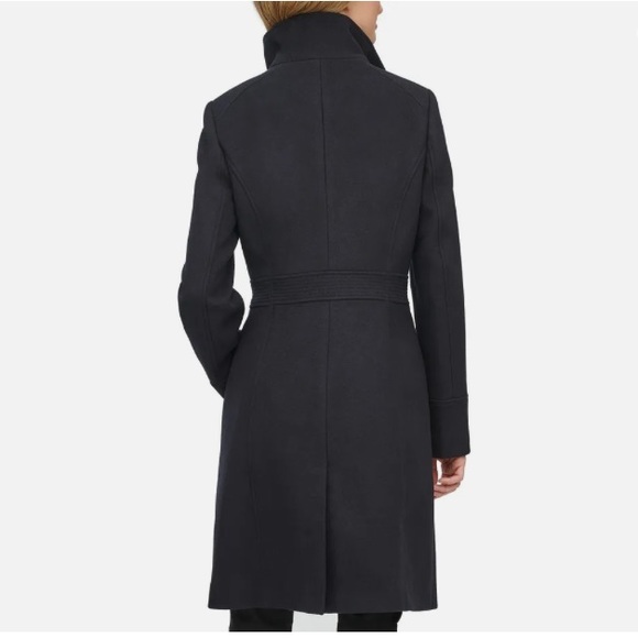 NWT Tommy Hilfiger Womens Single-Breasted Stand-Collar Coat in Navy - Picture 13 of 14